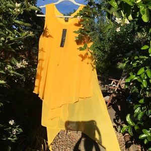 Summery flowy sheer   daffodil tunic tank top